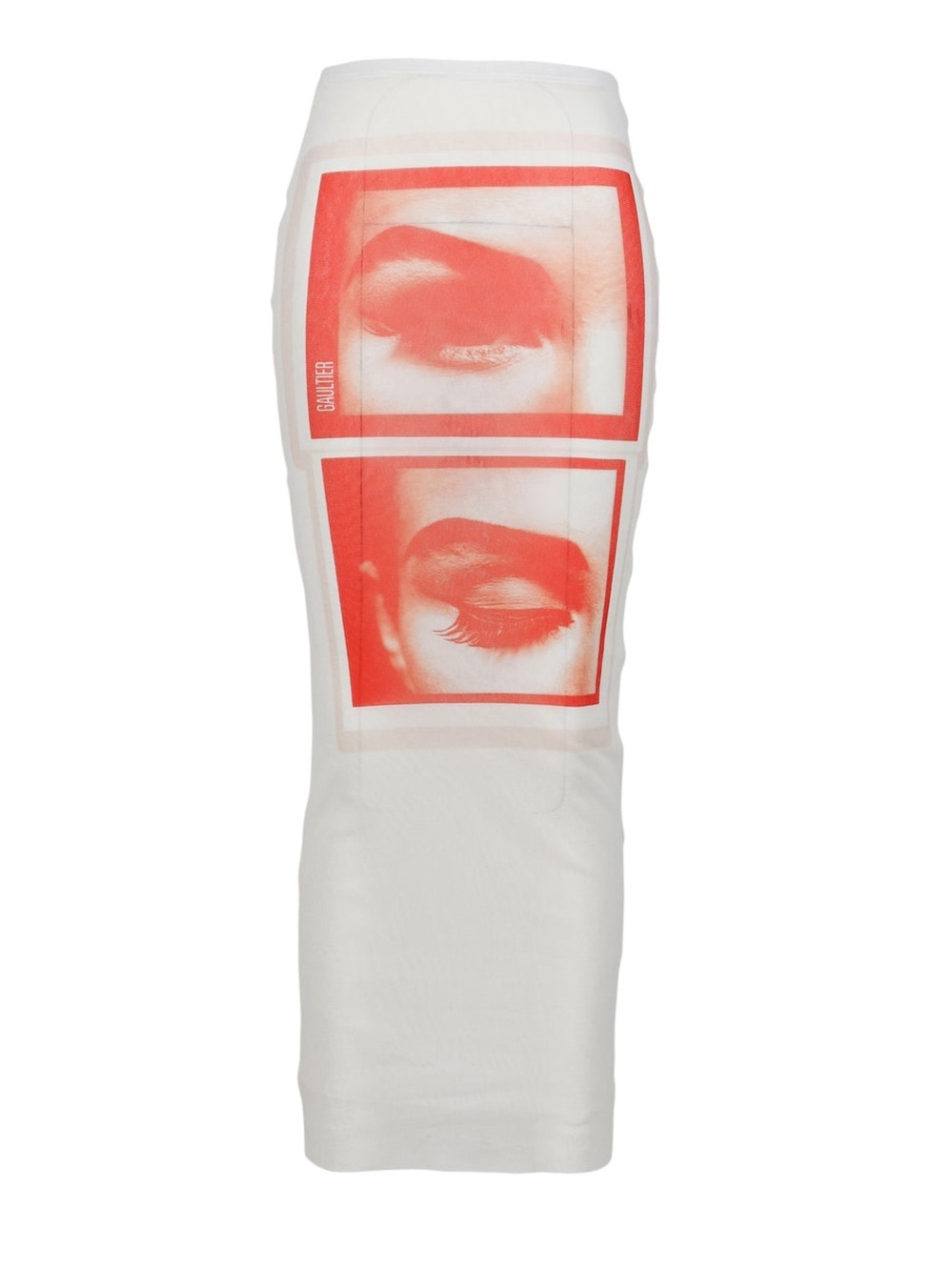 Jean Paul Gaultier Re-Edition Eyes & Lips Print Mesh Maxi Skirt White S $500 - Picture 3 of 13